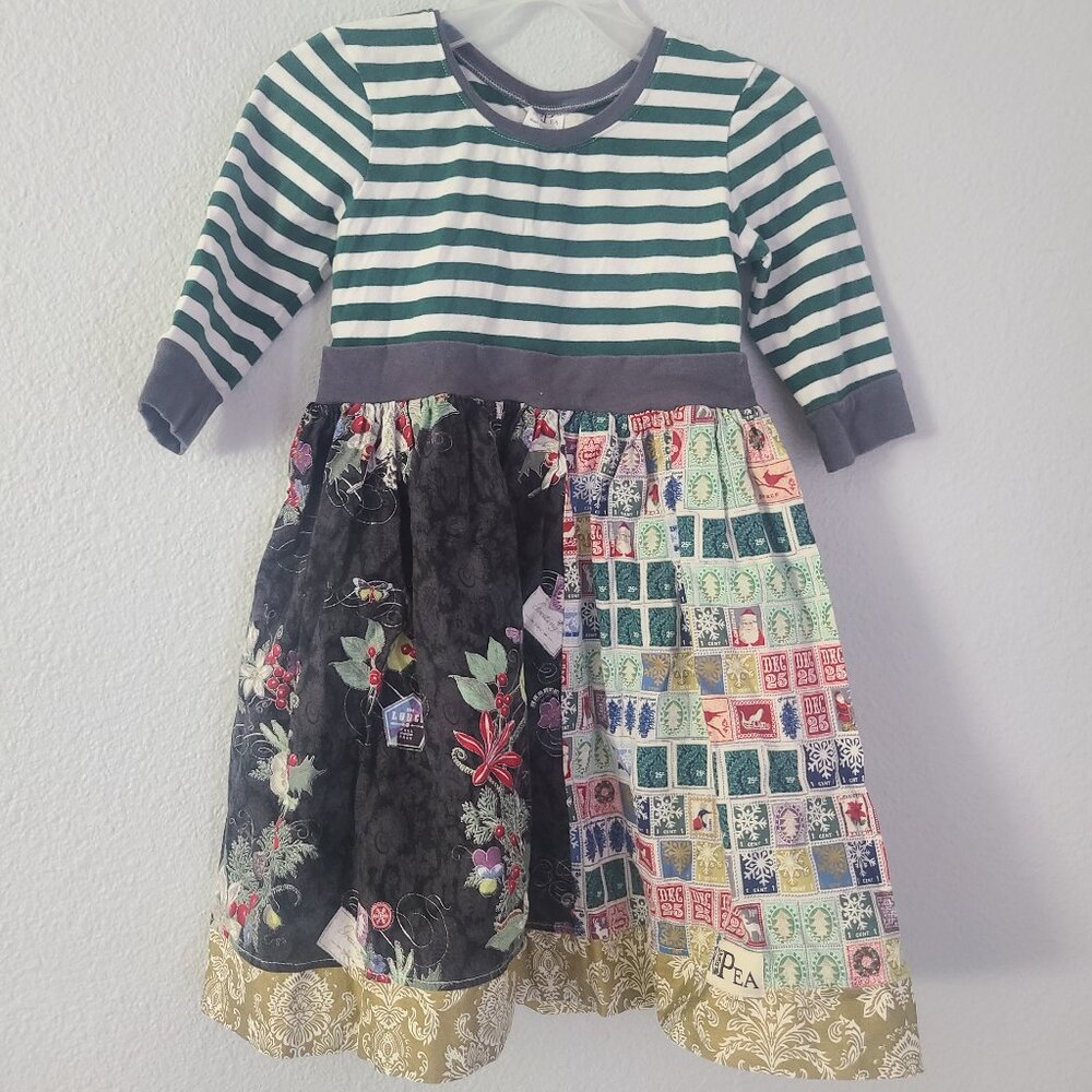 KPea toddler girl Patchwork Christmas Holiday Dress Size 5T